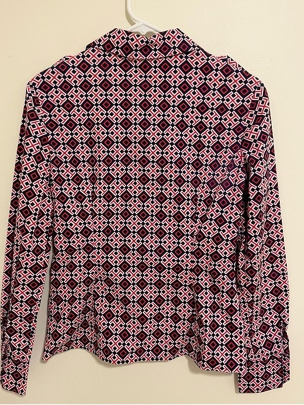 Tory Burch Navy & Pink Geometric Print Button-Up Shirt - Picture 5 of 5